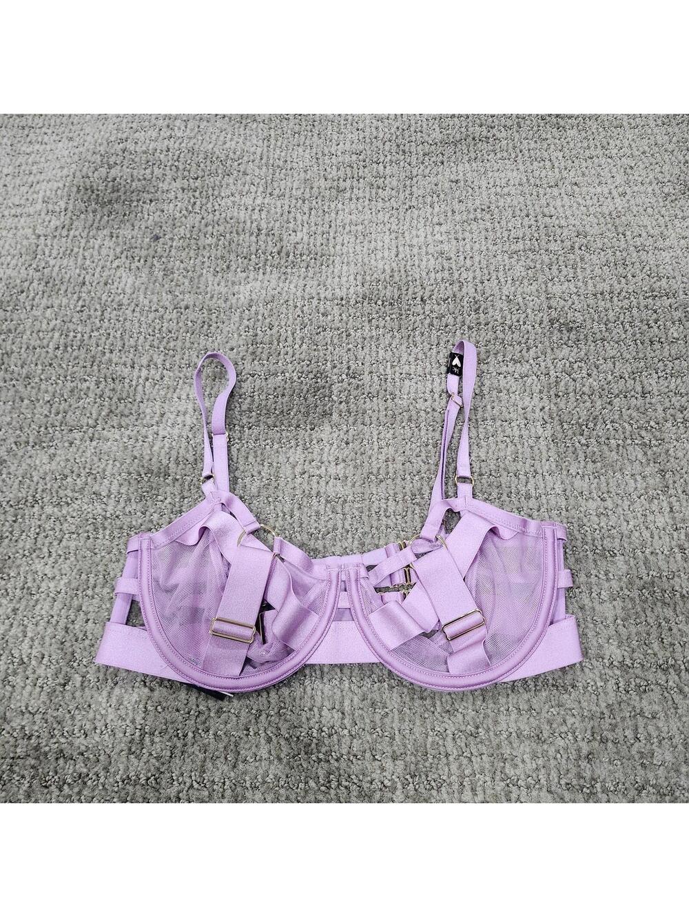 Victoria's Secret Lilac Strappy Mesh Bra 34C Underwire